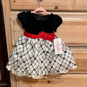Bonnie Baby Black and White Dress with Red Accent